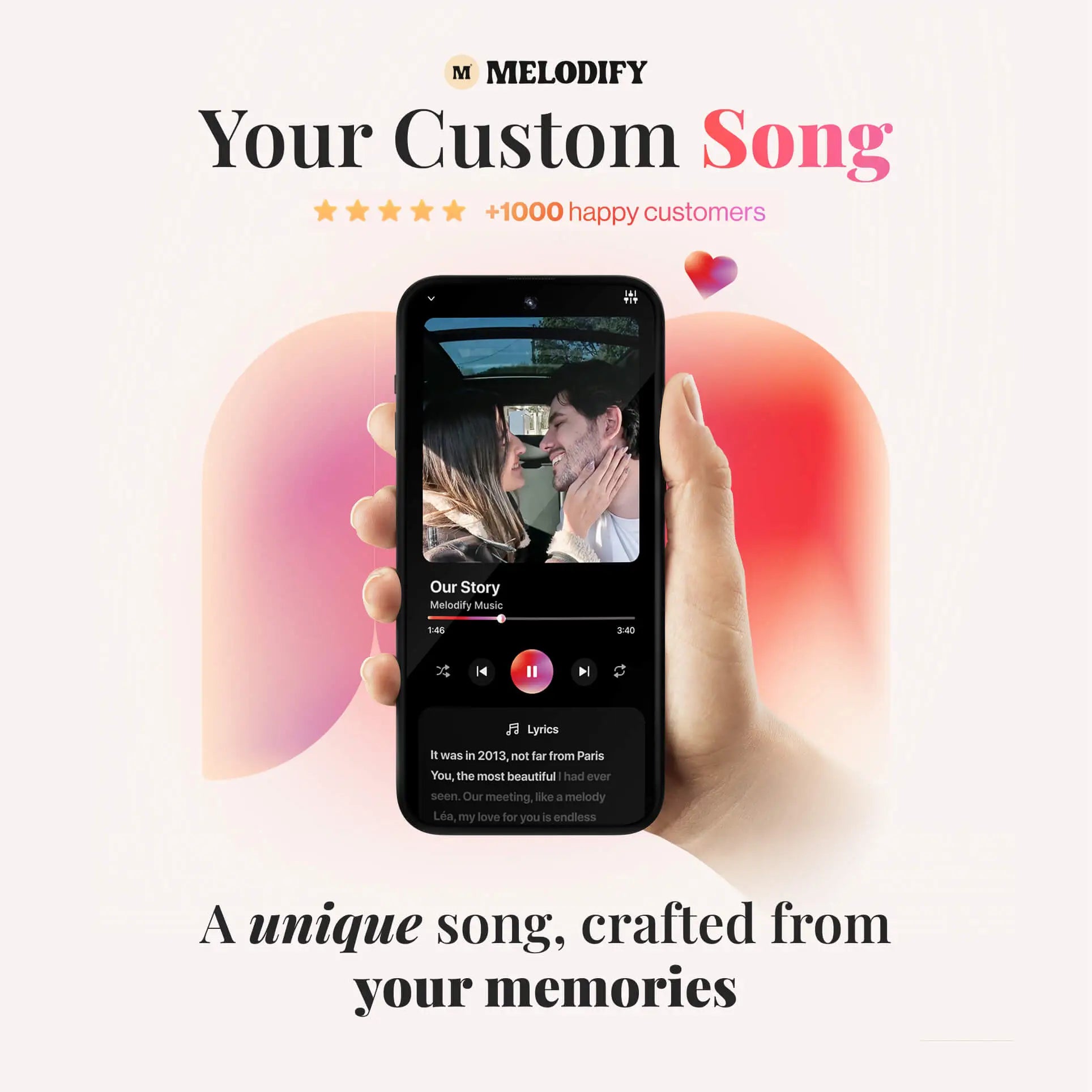 personalized song for every occasions created from your memories displayed on mobile as a unique emotional gift