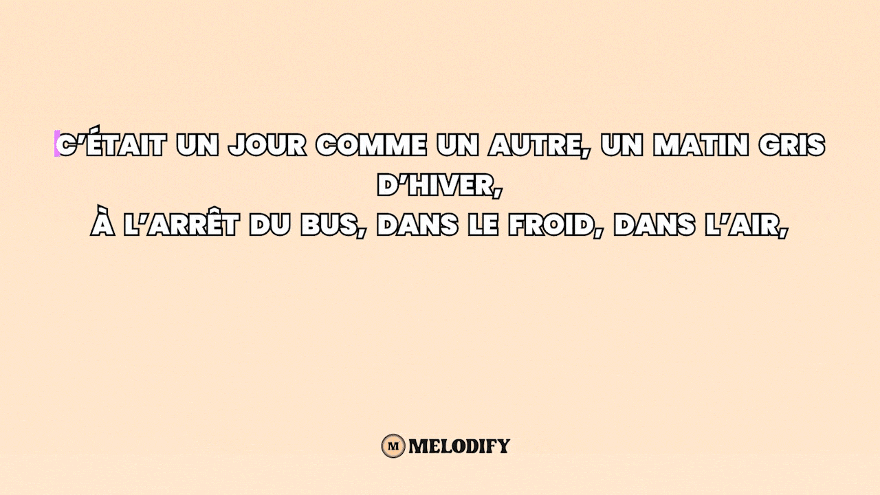 Exemple de vidéo karaoké Melodify affichant les paroles d'une chanson personnalisée.