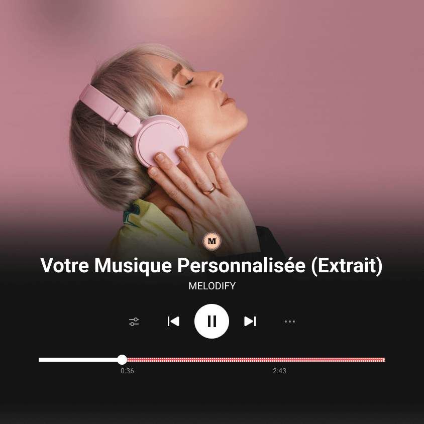 Extrait musique personnalisée Melodify pour découvrir une chanson sur mesure.