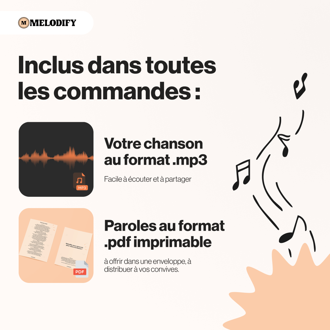 Chanson personnalisée au format .mp3 et pdf paroles offert