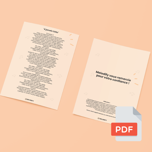 Melodify chanson personnalisée avec PDF inclus paroles écrites cadeau musical sur mesure
