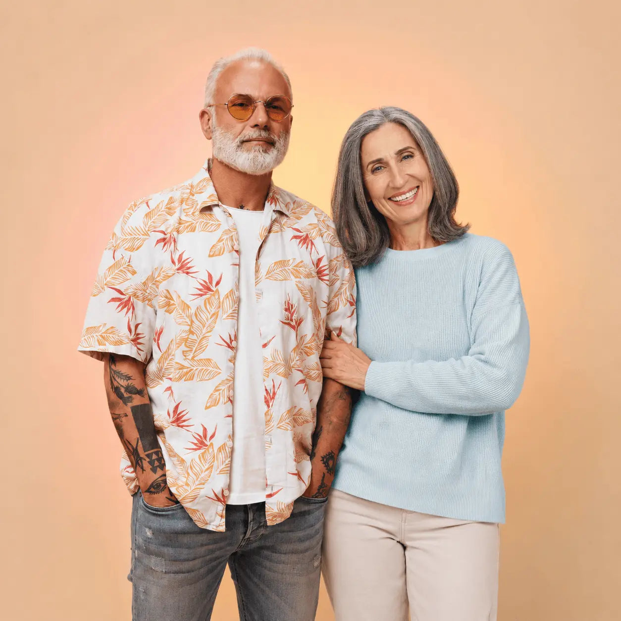 Mature couple illustrating a personalized birthday song for a 60th birthday