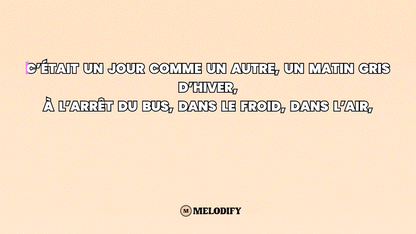 Exemple de vidéo karaoké Melodify affichant les paroles d'une chanson personnalisée.