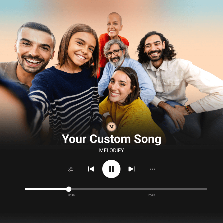 Illustration of a personalized song by Melodify perfect for weddings, birthdays, anniversaries, and other events.
