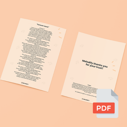 Melodify personalized song with included PDF written lyrics custom musical gift
