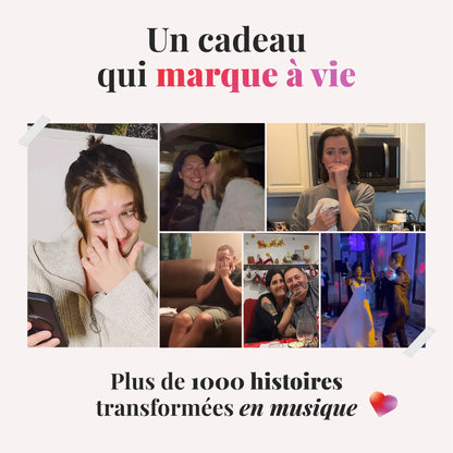 réactions émotionnelles de personnes recevant une chanson personnalisée en cadeau unique et plusieurs occasions